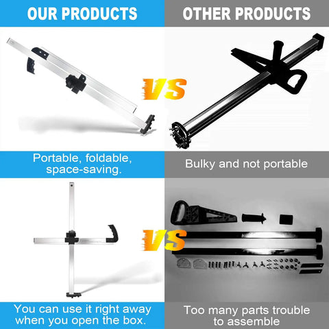 Comparison of Foldable Drywall Cutter Pro Tool for on-site pros and DIYers with other products, showing portability and ease of use.