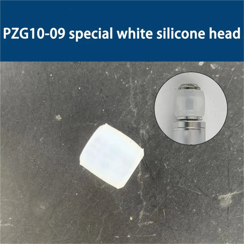 Mini Pneumatic Mechanical Arm With Silicone Head Gripper for precise handling shown with white silicone head close-up view.