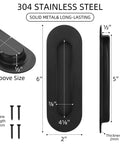 Diagram of 6 Inch Oval Black Pocket Door Pull Heavy Duty Stainless Steel Finger Flush Pull For Closet And Sliding Barn Doors 2 Pack with dimensions.