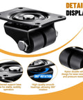 Zero Hassle 8 Pack Heavy Duty 1 Inch Caster Wheels With Low Profile Plate And 360 Degree Swivel Action showing nylon double wheel design.