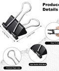 60 Pack Small Binder Clips 3/4 Inch Black Office Paper Clips For Organization Durable Rust Resistant Steel Reusable Standard Size Desk Staple