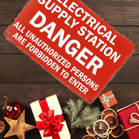 Electrical Supply Station Vintage Metal Wall Art Signs Dope Rust Resistant Aluminum For Indoor Outdoor Decor In Kitchens Garages Patios And More For Home And Office Decor 8x12 red sign