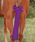 Breathable Horse Tail Guard Slip On Design With 2 Strand Straps 22 Inch Length Purple Patterned Tail Bag for equestrian rides.