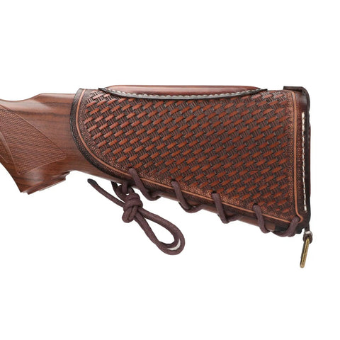Vintage Leather No Drill Cheek Rest For Rifles And Shotguns With Buttstock Protective Pouch, Extra Cartridge Holder Slot