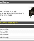 Driveshaft Center Support Bearing With Studs For 1999-2007 Chevy Silverado 1500, bat wing style, black metal, front view