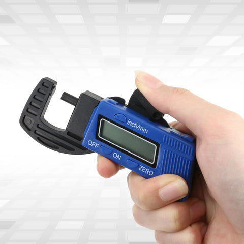 Digital Thickness Gauge Micrometer With Portable Rugged Build And Quick Inch Metric Switching Gives Bullseye Readings On A Sharp Screen For Mechanics Machinists And Shop Crew Measuring Paper Film Leather Items Without Batteries Required