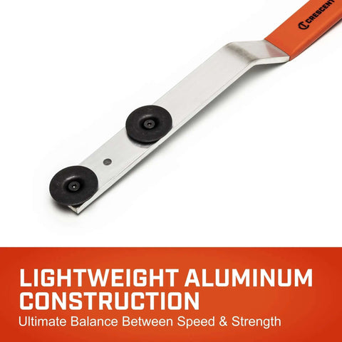 Heavy Duty Duct Stretcher Tool For HVAC Systems With Long Handle Leverage, showing lightweight aluminum construction.