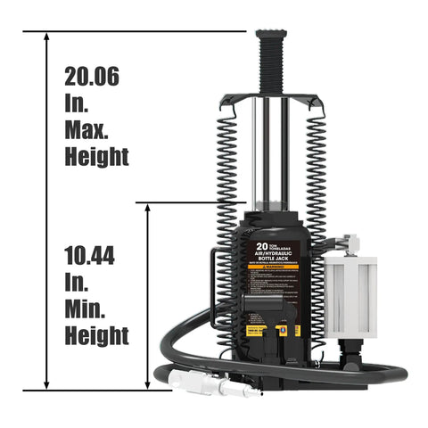 5 Ton Pneumatic Bottle Jack With Manual Pump, Air Hydraulic Lifting Jack For Cars And Trucks, red, 20.06 in max height
