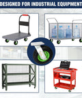 8 Inch Pneumatic Caster Wheels Set Of Four Heavy Duty Air Tire Rubber Casters on industrial carts and equipment.