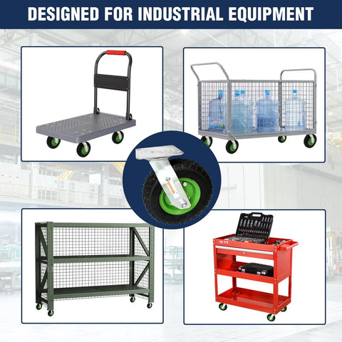 8 Inch Pneumatic Caster Wheels Set Of Four Heavy Duty Air Tire Rubber Casters on industrial carts and equipment.