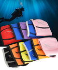 Neoprene Second Stage Regulator Protector Cover For Diving And Snorkeling Gear in assorted colors with scuba diver background