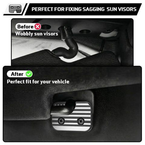Two Pack Sun Visor Repair Kit For RAM 1500 2019-2026 Aluminum Clips To Fix Sagging Visors And Restore Smooth Operation shown installed