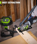 Compact 5.8 Amp Circular Saw With Parallel Guide Delivers 3500 RPM For Wood PVC Tile And Cement Block Cuts shown in use on wood