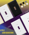 Various sizes and colors of Oversized 1-Gang White Toggle Light Switch Wall Plate Jumbo 5.5 By 3.5 Inch Cover options.