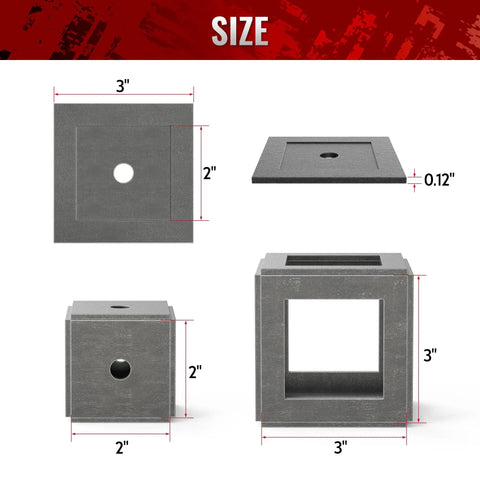 Welding Coupon Kit With 24 Pcs 3 By 3 Inch And 2 By 2 Inch Mild Steel Practice Plates showing size and dimensions for beginners