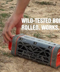 Rugged Aluminum Bluetooth Speaker With 45W Power, BassUp Enhanced Bass, IP68 Waterproof Outdoor Wireless Speaker on dirt ground