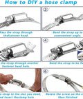 Heavy Duty 2 Pack Stainless Steel Pipe Clamp Bands With Adjustable Hose Clamps For 12 Feet Of Durable Rigid Core Gripping Power That Locks Tight And Never Slips Under Heavy Pressure Or Rough Conditions. DIY hose clamp steps