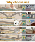 Heightened Bed Guard Rail For Toddlers And Kids, comparison image showing sturdy frame, adjustable height, and safety features.