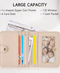 Image of an open slim RFID blocking wallet for women ultra thin bifold card holder compact purple mini wallet for back pocket or purse
