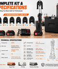 Heavy Duty 60KN Brushless Cordless Pipe Crimping Tool With 18V Battery Hydraulic Press Kit For Copper Tubing Includes Six Jaws specifications chart