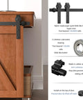 Three Foot Mini Sliding Barn Door Hardware Kit For Cabinets And TV Stands Heavy Duty Steel Track With Black Powder Coat J Shape Hangers Fits Fifteen To Eighteen Inch Wide Door Panels DIY Friendly Install Smooth Quiet Roll installed on wooden cabinet