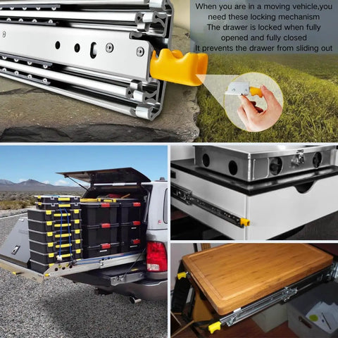 Beefy Heavy Duty Drawer Slides From 10 To 72 Inches With Lock 220kg Load Capacity Full Extension Ball Bearing Side Mount Rails
