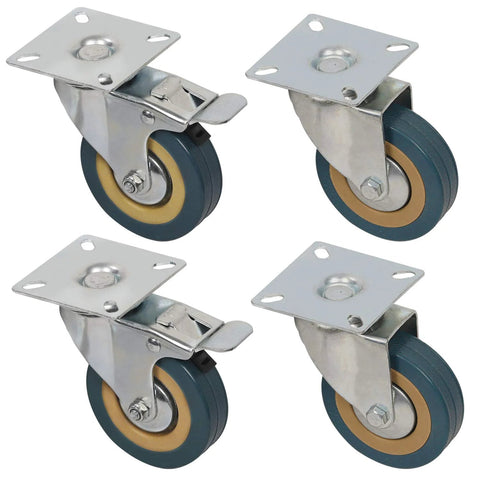 8 Pack 3 Inch Swivel Caster Wheels Set With 4 Brakes And 4 Without Brakes PVC Gray Heavy Duty 360 Degree Swivel Casters