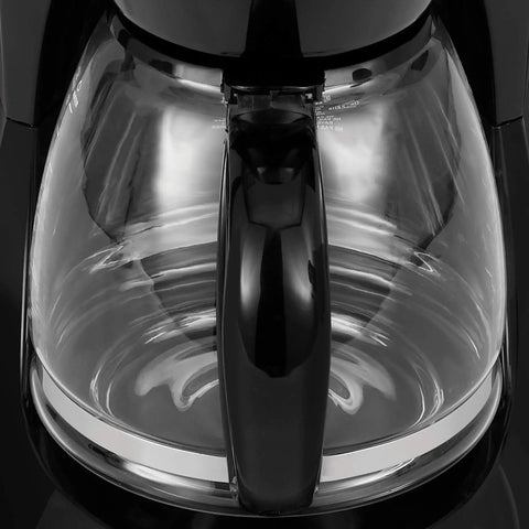 Close-up of removable glass carafe on Super Convenient Programmable 12 Cup Coffee Maker With Removable Glass Carafe For Making Delicious Fresh Hot Brew Every Single Morning Without Any Hassle