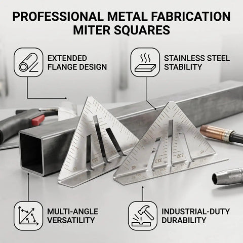 Stainless Steel 5 Inch Miter Square Ruler With Extended Flange For Precise Angle Marking On Round Pipes And Flat Surfaces