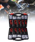 261 Piece Thread Repair Kit with Metric and Imperial Self Tapping Inserts, taps, and drill bits displayed in open case.