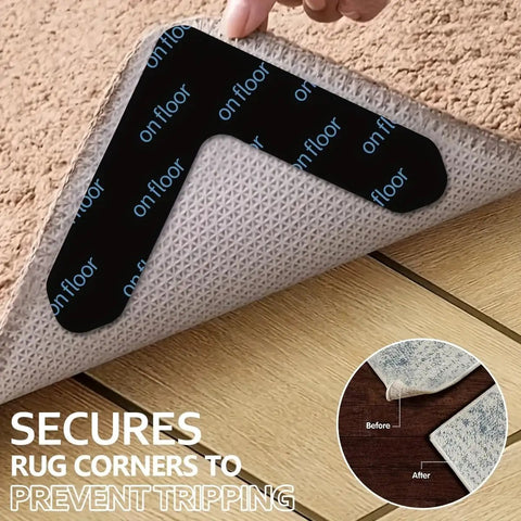 Non Slip Rug Tape Grippers 8 Pack 16 Pack Reusable Washable Carpet Tape for hardwood floors securing rug corner