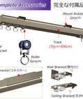 Heavy Duty Double Curtain Tracks Hella Sturdy Aluminum Build with components like track, rollers, and brackets for easy installation.