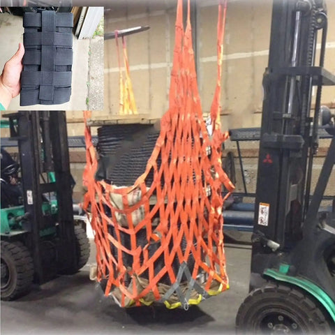 Rugged Heavy Duty Hanging Cargo Net For Lifting And Securing Freight Built To Haul, Durable Polyester Webbing Mesh in use