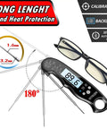 Instant Read Digital Meat Thermometer 2 Pack Waterproof Kitchen Probe With Backlight And Easy Calibration for grilling BBQ shown folded.