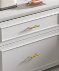 30 Pack 3 Inch Gold Cabinet Handles For Cupboards And Drawers, Fade Resistant Stainless Steel Gold Cabinet Pulls on white drawers
