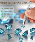 2 Pack Piercing Ball Grabber Tool For Changing Jewelry, Stainless Steel grip holding blue gems, anti slip 4 claw design