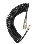 Premium Flexible Lightweight Coiled Air Hose With Fast Quick Connect For Tire Inflator Pump Dust Blowing Tools 6 Meters 19 Point 7 Feet Long Real Deal Quality For Car Garage Motorcycle Jobs Beast Mode Power Easy Storage Solutions Included. Black coiled air hose with quick-connect fittings