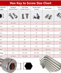 Hex key to screw size chart for 12mm Hex Key Wrench Set 2 Pcs Precision L Shaped Allen Wrenches