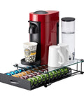 Vertuo Capsule Holder Drawer For Nespresso With Glass Top And Cabinet Storage Rack, counter pod organizer showcasing 40 pods