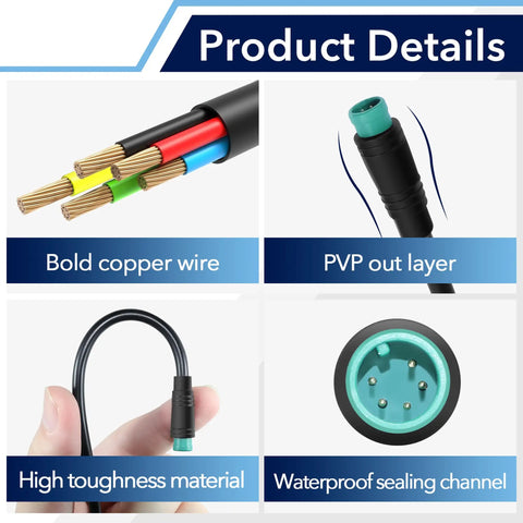 5 Pin Male To Male Ebike Extension Cable For Julet Compatible With Expand Light And Twist Throttle 5 Pin Display Extension Cable Waterproof IPX6 Heavy Duty E Bike Accessory Built For Rough Rides