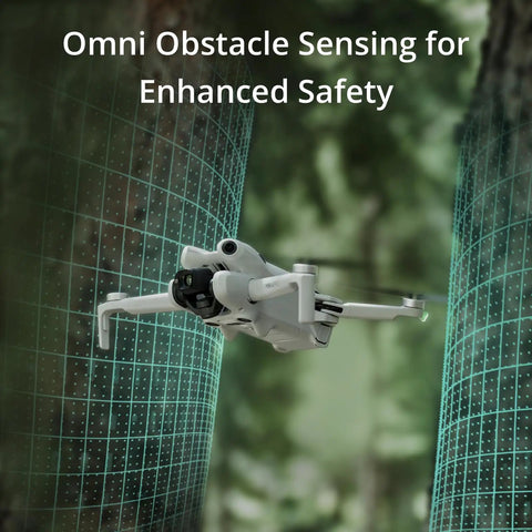 Mini 4 Pro Drone Fly More Combo With Dope Claw Lanyard Mounting System navigating forest with obstacle sensing