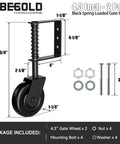 Heavy Duty 4.3 Inch Gate Wheels Black Outdoor Fence Casters With 360 Degree Swivel Spring Loaded Design That Rolls Like Butter Takes The Strain Off Posts Quick Fit 2 Pack with mounting bolts and hardware.