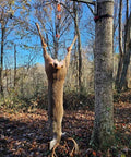 Self Locking Block and Tackle Hoist System With 35 Ft Polypropylene Rope, 300 Lb Capacity lifting a game animal outdoors