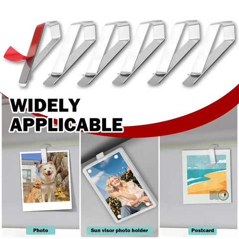 Stainless Steel Car Visor Photo Clip No-Fuss Portable DIY Visor Clips For Car Visors holding photos and postcards