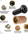 Threaded Inserts And Bolts Kit For Wood Furniture Projects 9 Sets DIY Friendly 3/8-16 x 25mm Threaded Inserts 3/8-16 x 1-1/4 Inch Screws 3/8 Inch Flat Head Stainless Steel Bolts Hex Socket Drive Includes 2 Hex Wrenches Rust Resistant product details