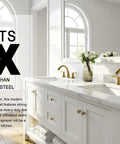 Brushed Gold 3 Hole 8 Inch Widespread Bathroom Faucet With Two Handles, Easy Install, Solid Brass Construction, in white vanity setup