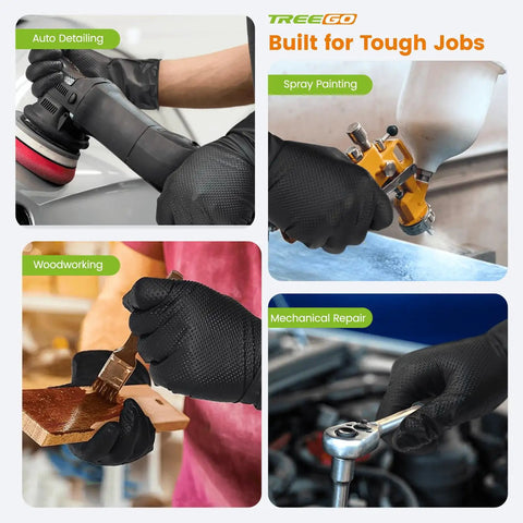 Heavy Duty Black Nitrile Mechanic Gloves 10 Mil Extra Large 100 Count For Tough Auto Work, Engine Disassembly, And High Torque Tasks