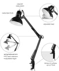 31.5 Inch Multi Joint Desk Lamp With Metal Clamp Black On Off Rotary Switch On Shade Adjustable Swing Arm Reading Light Industrial Style