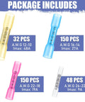 380 Piece Heat Shrink Butt Connectors Kit Heavy Duty Marine Grade Waterproof Electrical Wire Connectors color-coded by gauge
