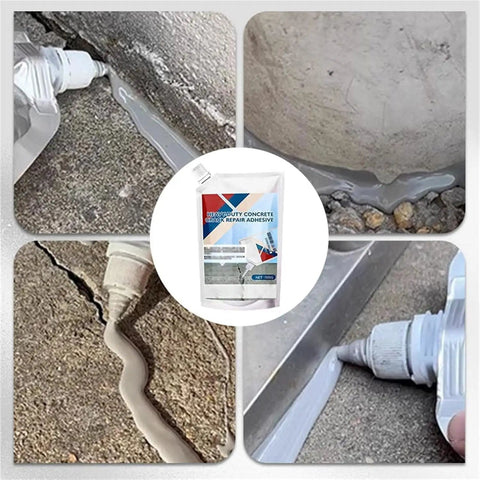 Heavy Duty Concrete Crack Repair Adhesive For Outdoor Use Waterproof And Weather Resistant Crack Filler Dries Fast Seals Concrete Masonry And Stone Cracks Deeply Perfect For DIYers And Renovations Black 200g applied on various surfaces